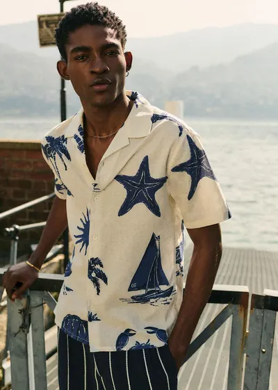 Chemise Holt Coton Lin - Imprimé Océan