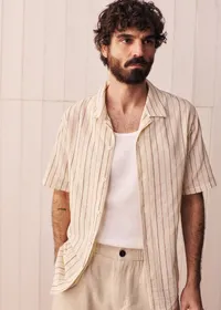 Chemise Holt - Écru Rayures Texturées Marron — view 3