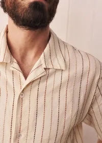 Chemise Holt - Écru Rayures Texturées Marron — view 5