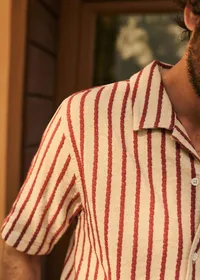 Chemise Holt Texturée - Beige Rayures Rouille — view 2