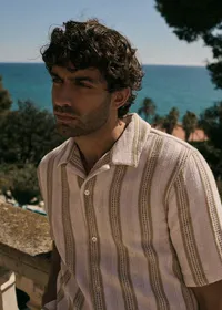 Chemise Holt Texturée - Écru Rayures Beiges — view 2