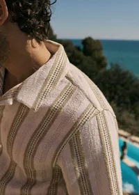 Chemise Holt Texturée - Écru Rayures Beiges — view 4