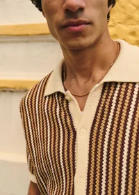 Chemise Maille Angelo - Ecru / Marron — view 4