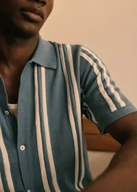 Chemise Maille Braden - Bleu Acier Rayures Écrues — view 3