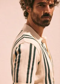 Chemise Maille Braden - Écru Rayures Vertes — view 4