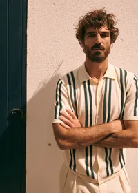 Chemise Maille Braden - Écru Rayures Vertes — view 5