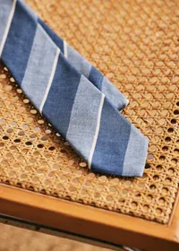 Cravate Fletcher - Rayures Bleu Écru Bleu clair — view 2