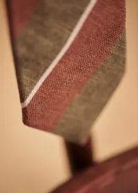 Cravate Fletcher - Rayures Kaki Marron Blanc — view 3