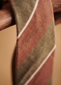 Cravate Fletcher - Rayures Kaki Marron Blanc — view 4