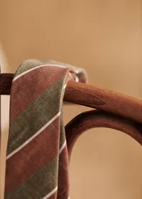 Cravate Fletcher - Rayures Kaki Marron Blanc — view 5