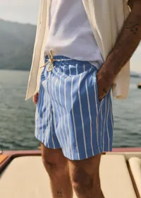 Maillot de bain Rob - Bleu Vintage Rayures Blanches — view 4