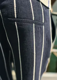 Pantalon Dusk Élastiqué - Marine Rayures Blanches — view 4