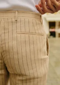 Pantalon Kale - Beige Rayures Fines Marron — view 2