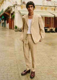 Pantalon Kale - Beige Rayures Fines Marron — view 5