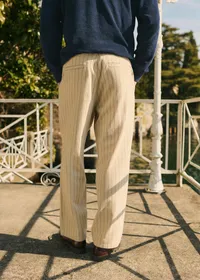 Pantalon Melor - Beige Rayure Marine — view 3