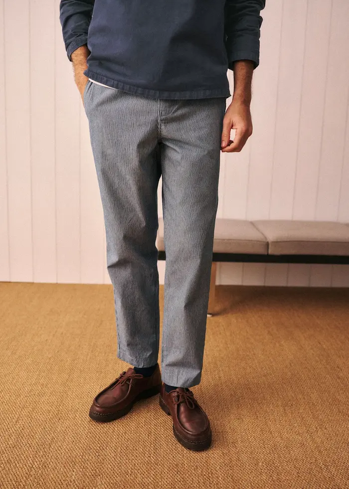 Pantalon Shane - Rayures Écru / Bleu Ciel