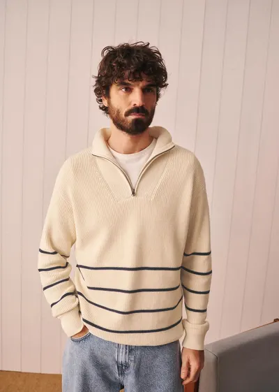 Pull Marlon - Écru Rayures Marine