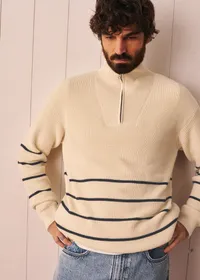 Pull Marlon - Écru Rayures Marine — view 4