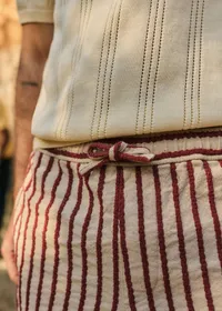 Short Halmon Texturé - Beige Rayures Rouille — view 2