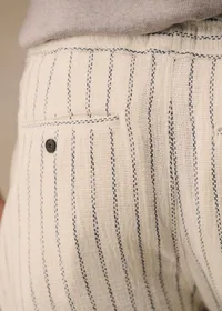 Short Priam Texturé - Écru Rayures Bleues — view 2