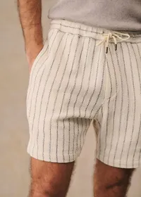 Short Priam Texturé - Écru Rayures Bleues — view 4