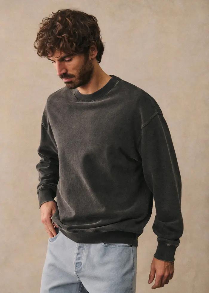 Sweatshirt Boxy - Noir Délavé