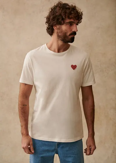 T-Shirt Coeur Chamade - Ecru / Rouge