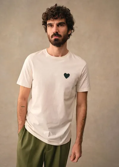 T-Shirt Coeur Chamade - Écru / Vert