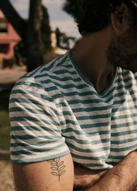 T-Shirt Fabio - Écru / Ciel — view 3