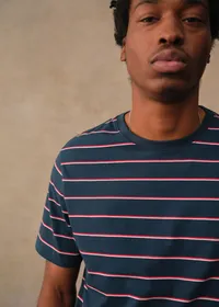 T-Shirt Kenny - Marine Rayures Rouge / Blanc — view 5