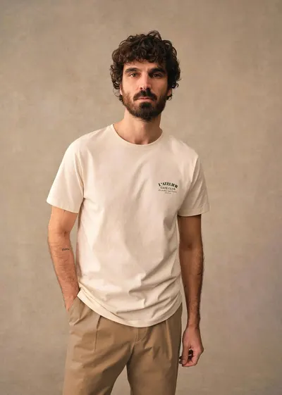 T-Shirt L'Atelier Café Club - Écru