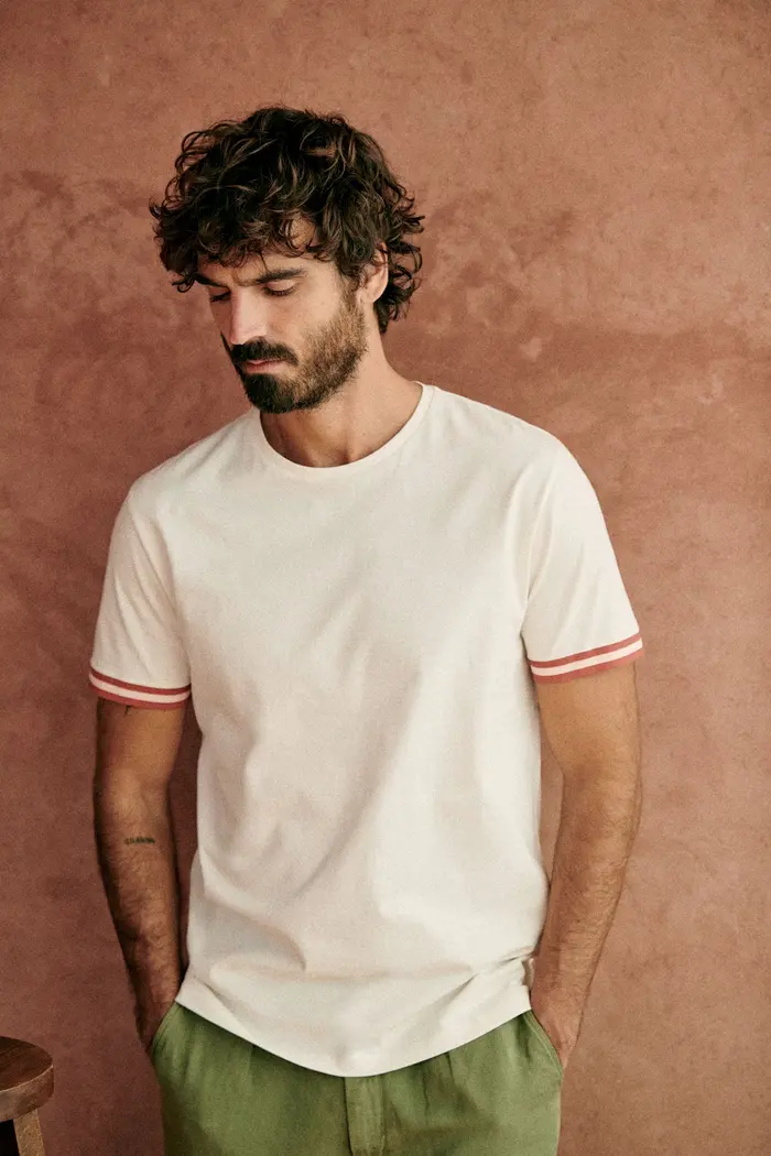 T-Shirt Lucio - Écru Rayures Rose