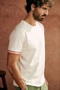 T-Shirt Lucio - Écru Rayures Rose — view 3