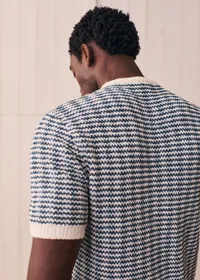 T-Shirt Maille Lucky - Écru Rayures Bleu acier — view 3