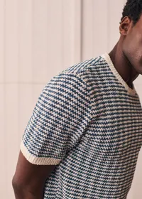 T-Shirt Maille Lucky - Écru Rayures Bleu acier — view 5