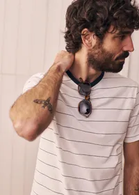 T-Shirt Samy - Blanc Rayures Fines Noires — view 4