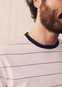 T-Shirt Samy - Blanc Rayures Fines Noires — view 5