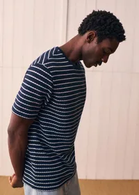 T-Shirt Varon - Marine Rayures Blanches — view 2