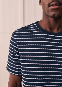 T-Shirt Varon - Marine Rayures Blanches — view 4