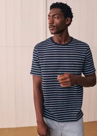 T-Shirt Varon - Marine Rayures Blanches — view 5