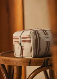 Trousse de toilette Twyman - Écru Rayures Vieux rose — view 2