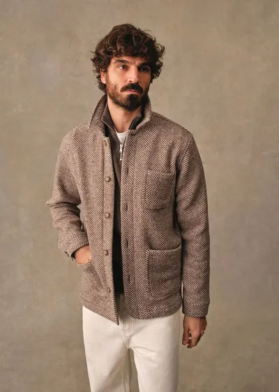 Veste Nelson - Chevrons Écru / Marron