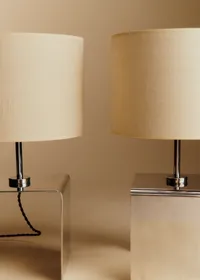 Paire de lampes à poser cubique vintage chromé - Chrome — view 5