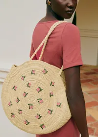 Panier June - Naturel broderies fleurs muti — view 2