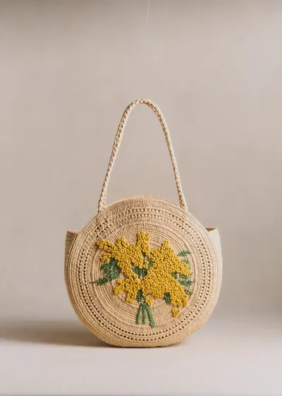 Panier June - Raphia Broderie Mimosa