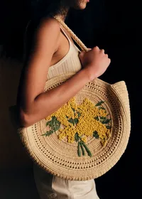 Panier June - Raphia Broderie Mimosa — view 2