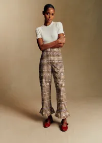 Pantalon Alexio - Vichy Marron Broderies Lila — view 3