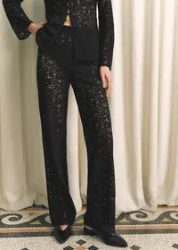 Pantalon AZIM - Dentelle Fleurs Noir — view 2