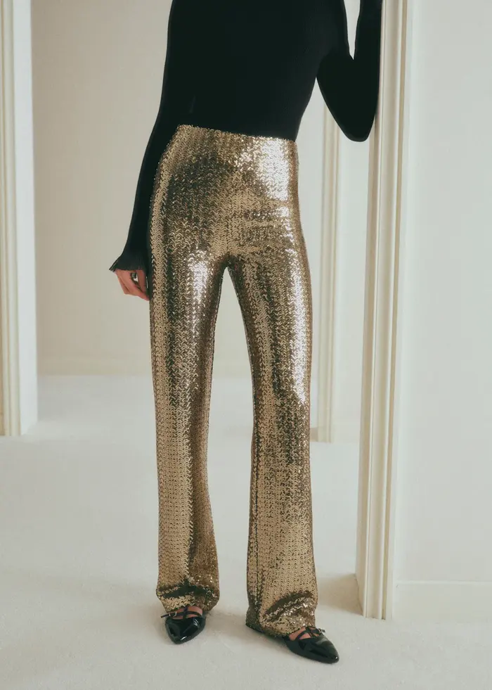 Pantalon AZIM - Sequins Chevron Doré