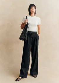 Pantalon Cesar - Noir Boutons Corne — view 3